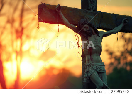 During Crucifixion, Christ was crowned with thorns on his head. AI Generation 127095790