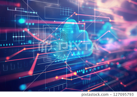 Big data storage on internet cloud computing use of artificial intelligence for data analysis AI Generative 127095793