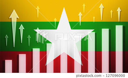 Flag with rising bar chart and up arrows Flag with rising bar chart and up arrows 127096000