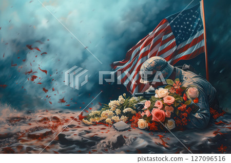 Solemn commemoration of fallen heroes is held in USA on Memorial Day Generative AI 127096516