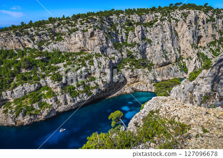 Magnificent Calanque d en Vau bay view, Cassis, Marseille, France Magnificent Calanque d en Vau bay view, Cassis, Marseille, France 127096678