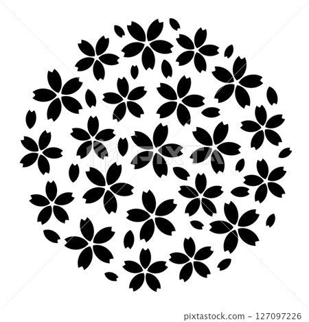 Cherry blossom circle silhouette black 127097226
