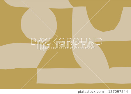 Abstract art background with shape form drawing in blue and beige color 127097244
