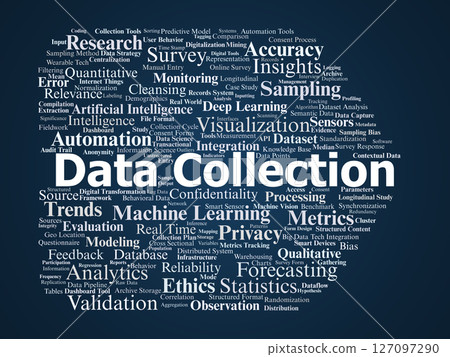 Data Collection Word Cloud. Essential Terms In Analytics, Research, And Information Gathering Data Collection Word Cloud. Essential Terms In Analytics, Research, And Information Gathering 127097290
