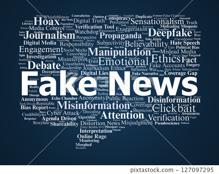 Fake News Word Cloud. Misinformation And Media Bias In The Age Of Digital Influence 127097295