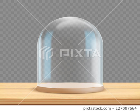 Blank stand with glass dome Blank stand with glass dome 127097664