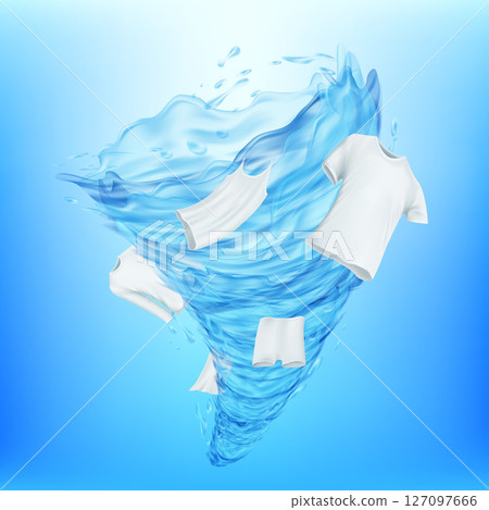 Clean white clothes around water whirlpool Clean white clothes around water whirlpool 127097666