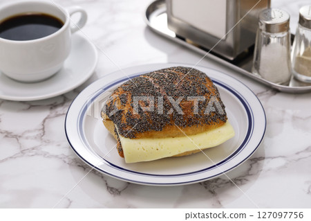 BMO, a sourdough sandwich with Danish cheese and whipped butter BMO, a sourdough sandwich with Danish cheese and whipped butter 127097756