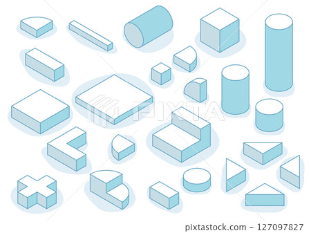 Isometric parts geometric building blocks light blue 127097827