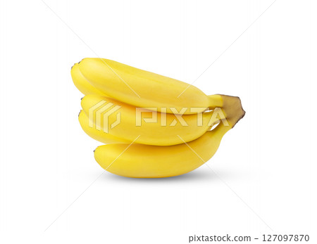 Ripe fresh banana isolated on white background. Exotic tropical fruit with clipping path 127097870