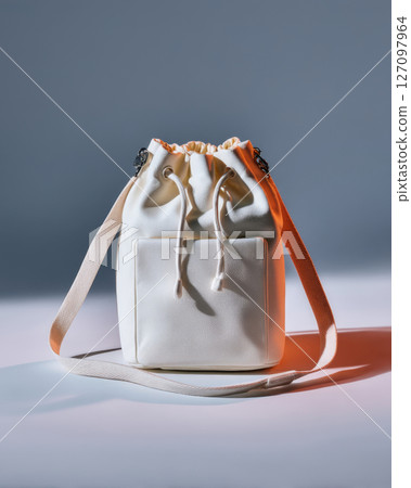 Your It Bag functional minimalist white bucket bag with structured pocket and peach-toned drawstring 127097964