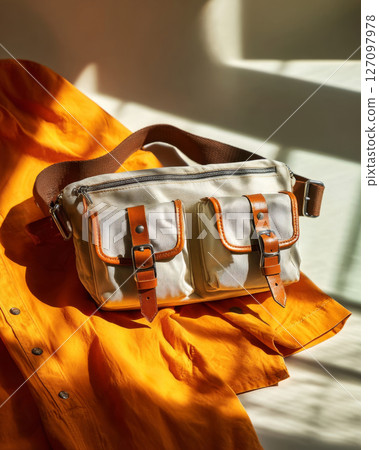 Your It Bag beige nylon belt bag with orange trim and retro outdoor styling 127097978