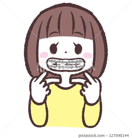 Illustration of a girl having her teeth straightened 127098144