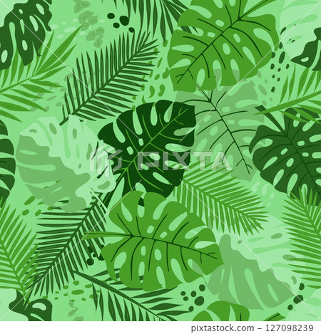Seamless pattern with tropical leaves. Botanical background.  127098239