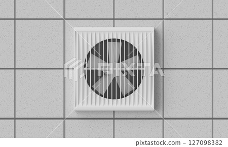 Ceiling Mounted White Air Vent. 3D Rendering. 127098382