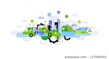 Eco smart city and sustainable technologies. Urban landscape 127098403