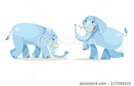 A cheerful and vibrant illustration of playful blue elephants designed specifically for kids 127098420