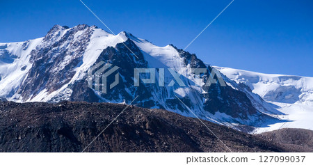 View with snow mountains and the glacier. View with snow mountains and the glacier. 127099037