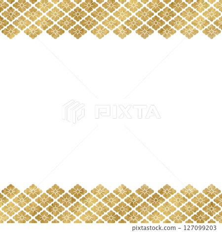 白色背景上的金鑽石圖案。日本傳統植物方形模板 127099203