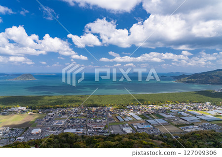 《Saga Prefecture》View from Kagamiyama Observatory and the vast ocean of Karatsu Bay 127099306
