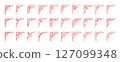 Chinese frame corners, red japanese borders, asian vintage ornament decorative elements 127099348