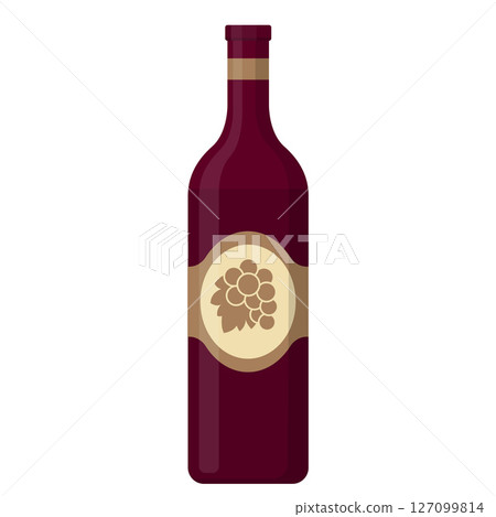 red wine bottle with grape label flat illustration red wine bottle with grape label flat illustration 127099814