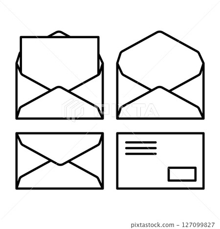 Envelope icon set in minimal line art style Envelope icon set in minimal line art style 127099827