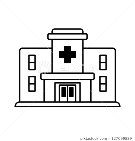 Hospital building icon in line art style 127099829