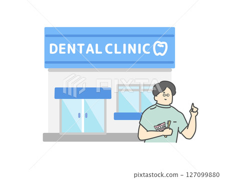 Dentist male dentist clinic building illustration 127099880