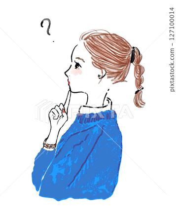 一位有疑慮的辮子女子的側面像 一位有疑慮的辮子女子的側面像 127100014