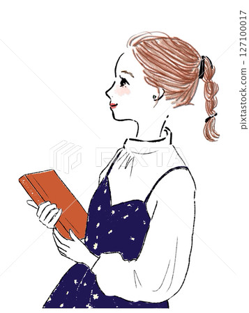 讀一本書的輪廓女人 127100017