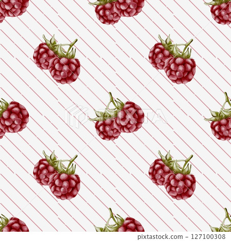 Colorful raspberry watercolor pattern for fabric and packaging design use 127100308