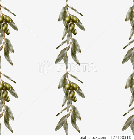 Captivating watercolor olive branch pattern for textile and wrapping designs Captivating watercolor olive branch pattern for textile and wrapping designs 127100318