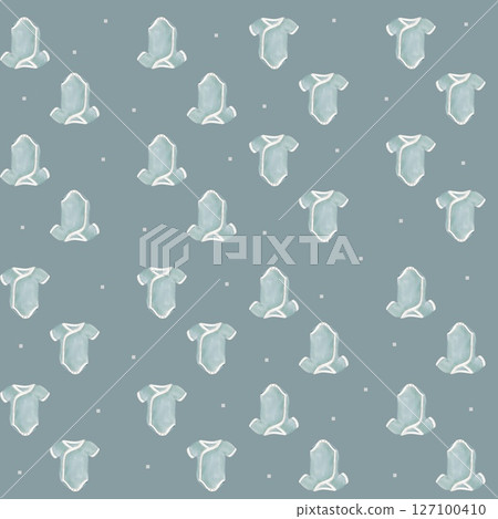 Blue seamless pattern featuring various baby accessories for a delightful nursery design Blue seamless pattern featuring various baby accessories for a delightful nursery design 127100410