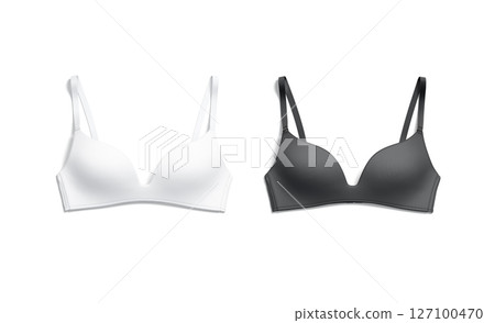 Blank black and white wireless bra mockup, top view Blank black and white wireless bra mockup, top view 127100470