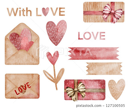 Beautiful watercolor pattern celebrating love and romance for Valentine's Day decor 127100505