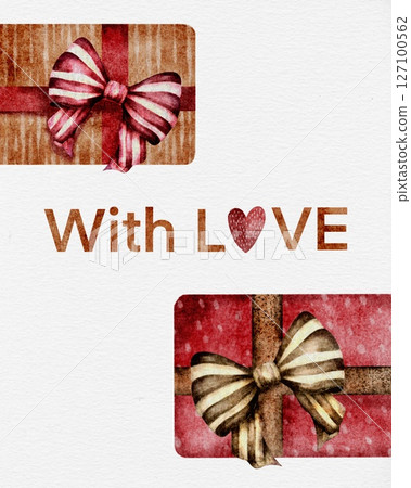 Beautiful gift boxes with ribbons designed for love and celebration Beautiful gift boxes with ribbons designed for love and celebration 127100562