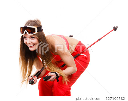 Young lady sliding down. Young lady sliding down. 127100582
