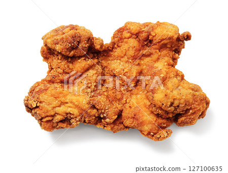 Deep fried chicken thigh on a white background Deep fried chicken thigh on a white background 127100635