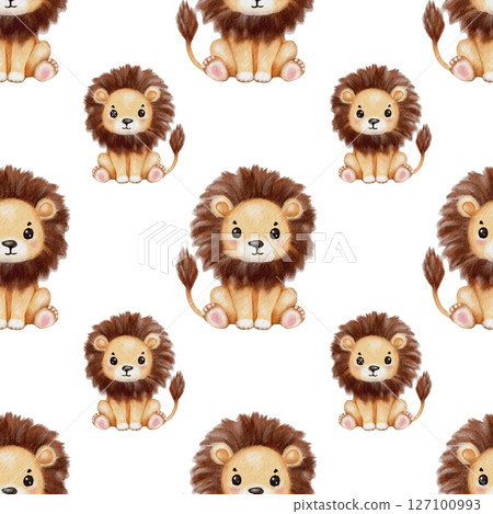 Colorful watercolor illustration of adorable lions on a white background Colorful watercolor illustration of adorable lions on a white background 127100993
