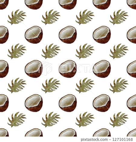 Watercolor jungle pattern featuring wild animals and tropical foliage Watercolor jungle pattern featuring wild animals and tropical foliage 127101168
