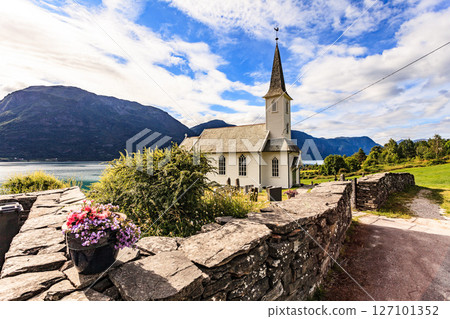 Wooden church in Nes village, Norway Wooden church in Nes village, Norway 127101352