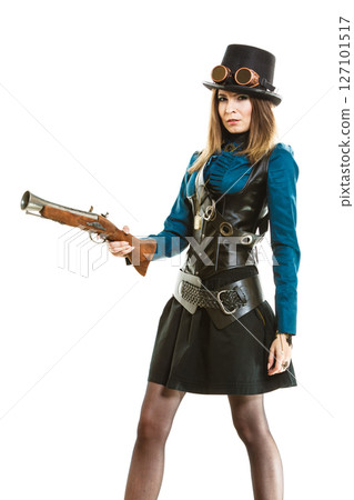 Funky girl in steampunk style. Funky girl in steampunk style. 127101517