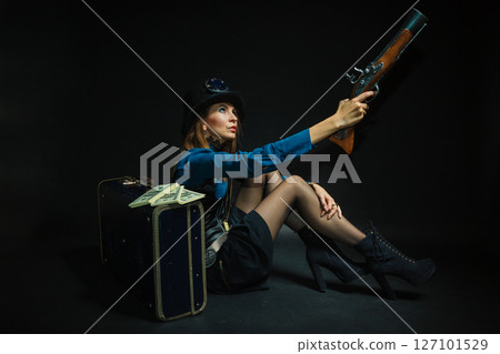 Steampunk girl armed and dangerous. 127101529