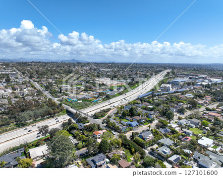 Aerial view of Encinitas town in San Diego, South California 127101600