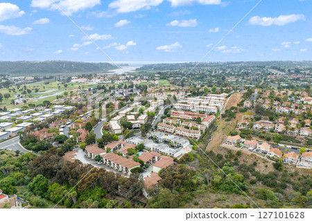 Aerial view of townnhouse condonium houses in Carlsbad, North County San Diego Aerial view of townnhouse condonium houses in Carlsbad, North County San Diego 127101628