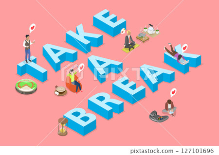 3D Isometric Flat Vector Illustration of Slow Down, Idea For Taking A Break 127101696