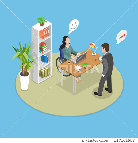 3D Isometric Flat Vector Illustration of Diverse People Group, Workplace Inclusion 127101698