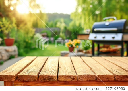 Summer time party in backyard garden 127102060