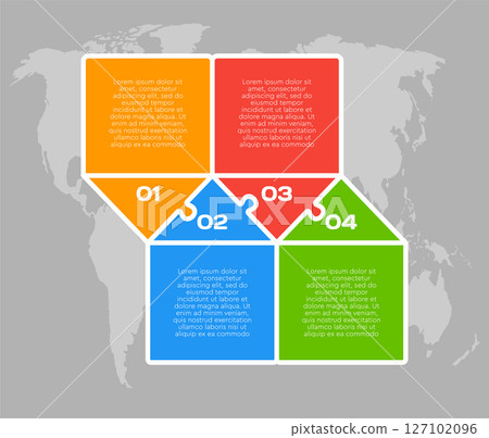 Four steps line infographic, puzzle timeline 127102096
